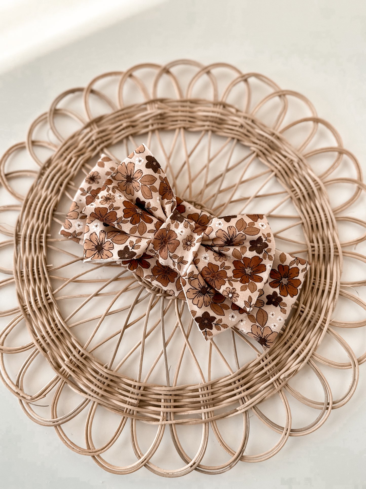 Brown Floral Big Bow Headband