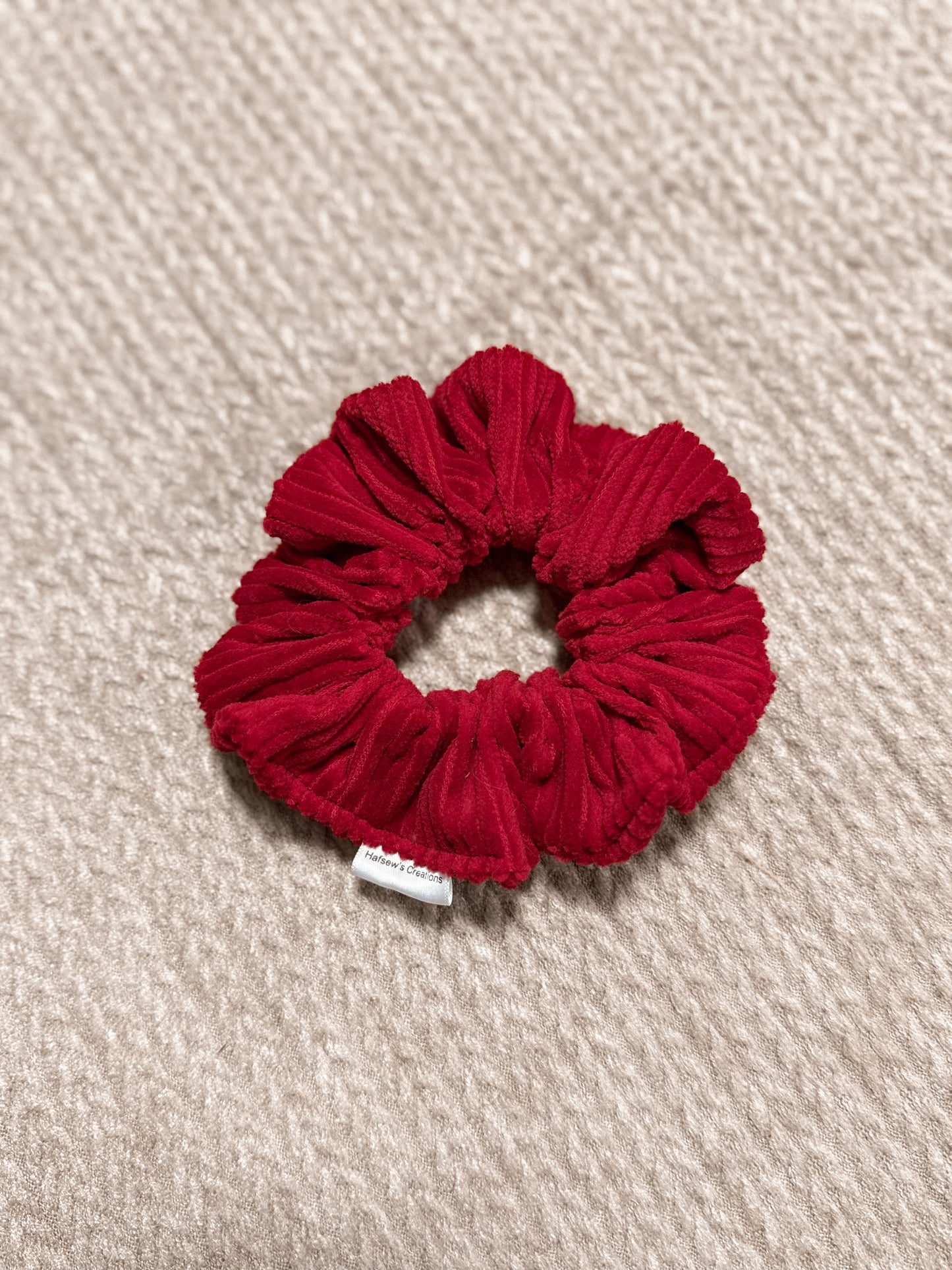 Red corduroy Regular sized Scrunchie