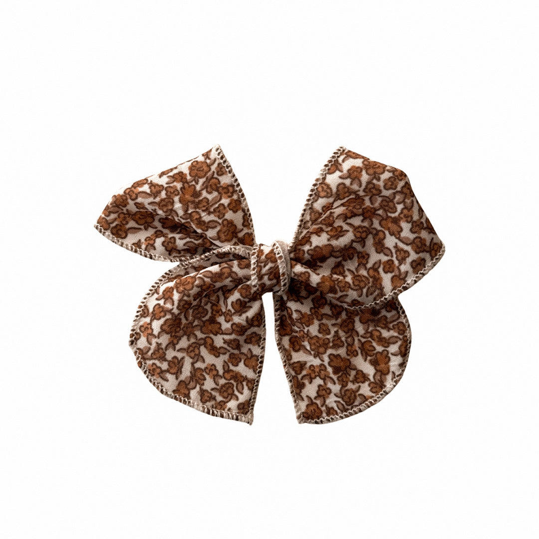 Dainty Brown Floral Fable Bow