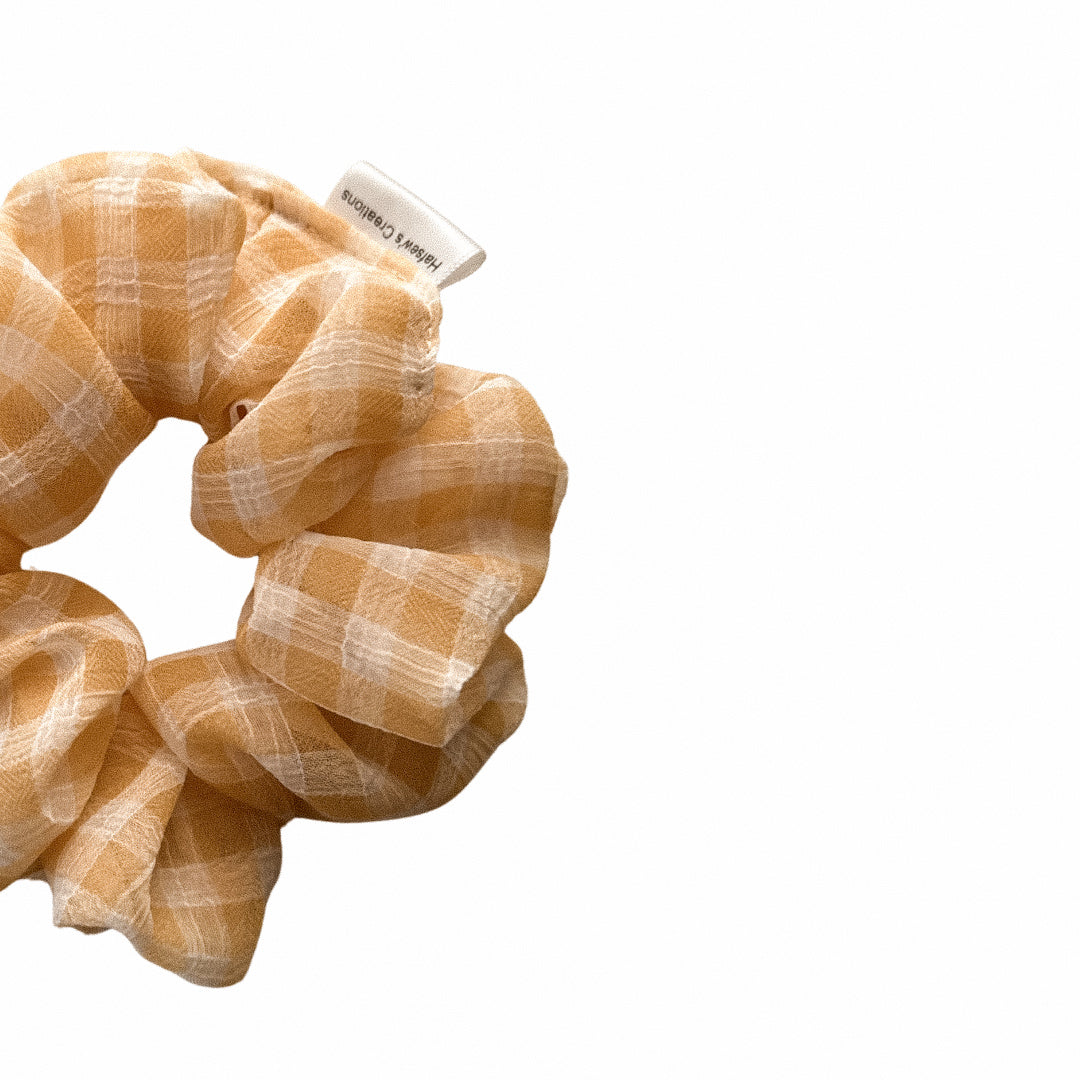 Sheer Yellow Gingham Scrunchie