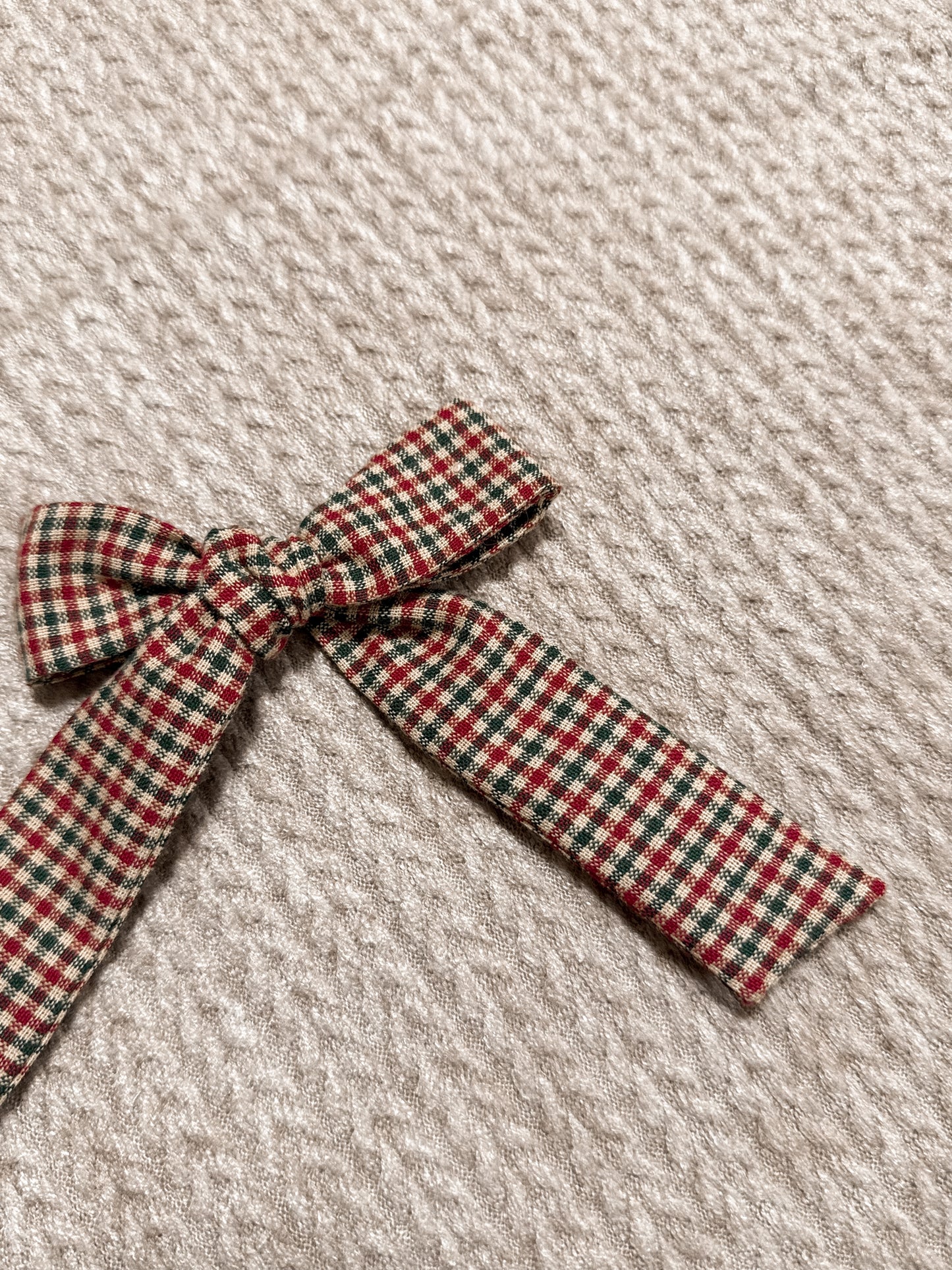 Vintage Christmas Gingham long Bow