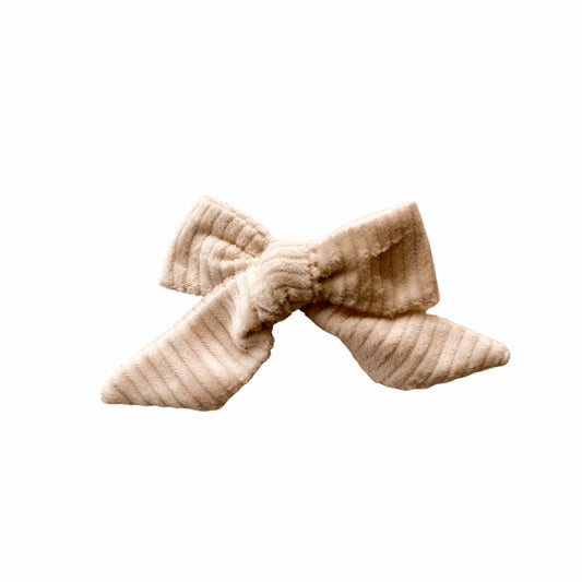 Cream Corduroy Sailor Hair Bow