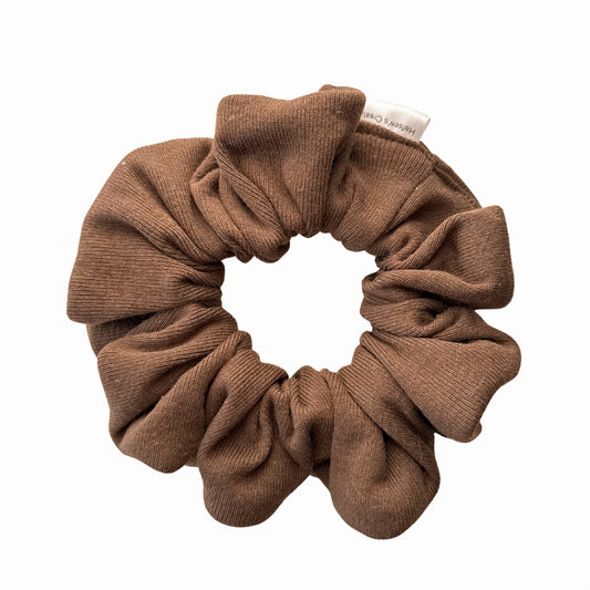 Brown Rib Knit Scrunchie
