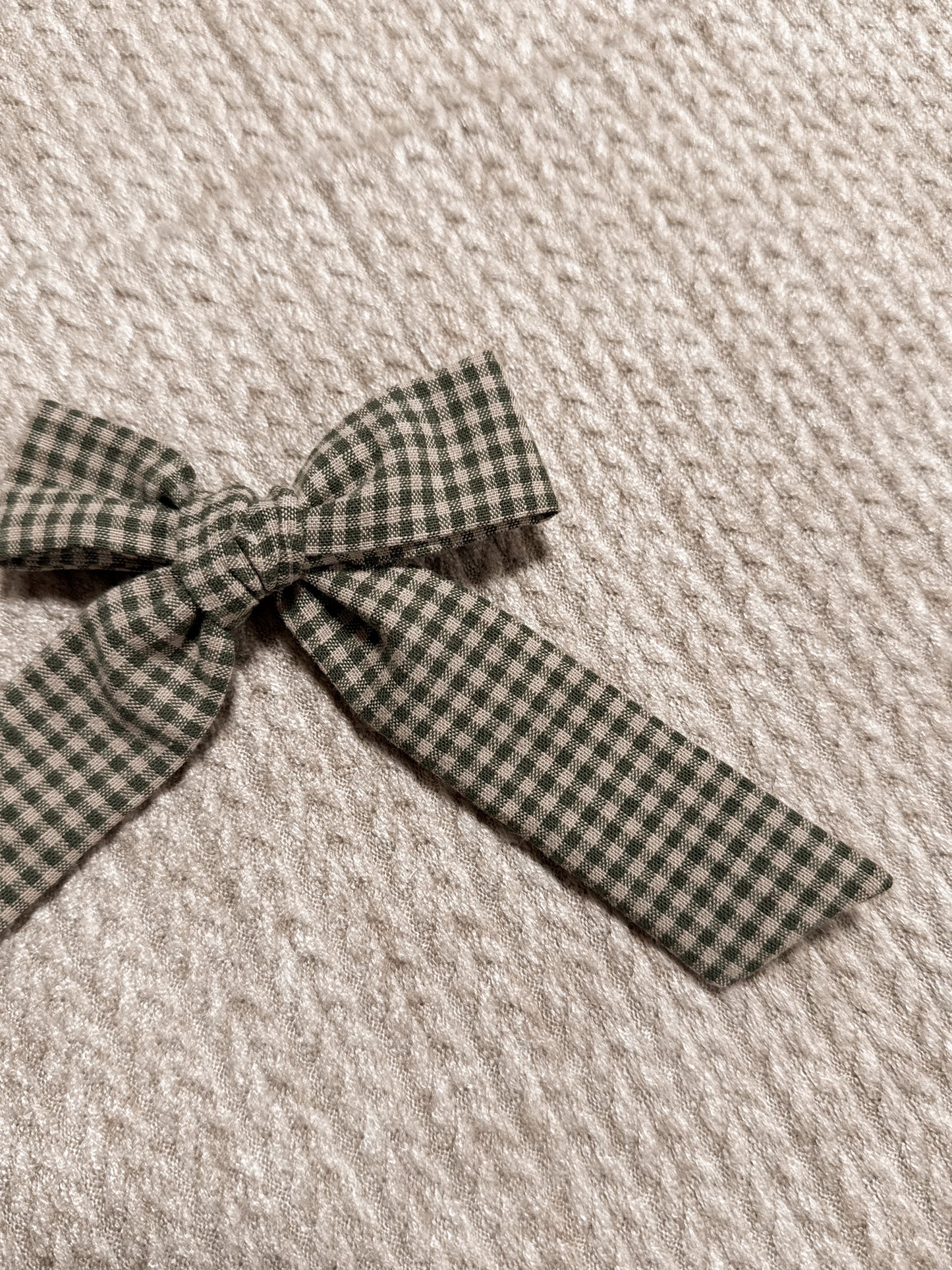 Green Gingham long Bow