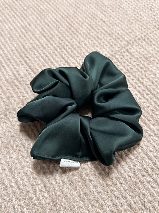 Green satin Regular sized Scrunchie