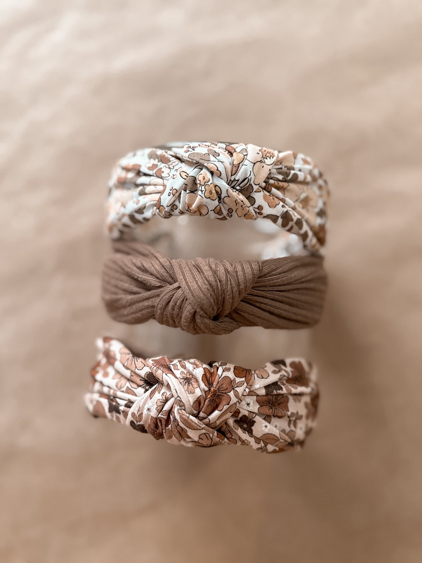 Floral neutral top knot headband
