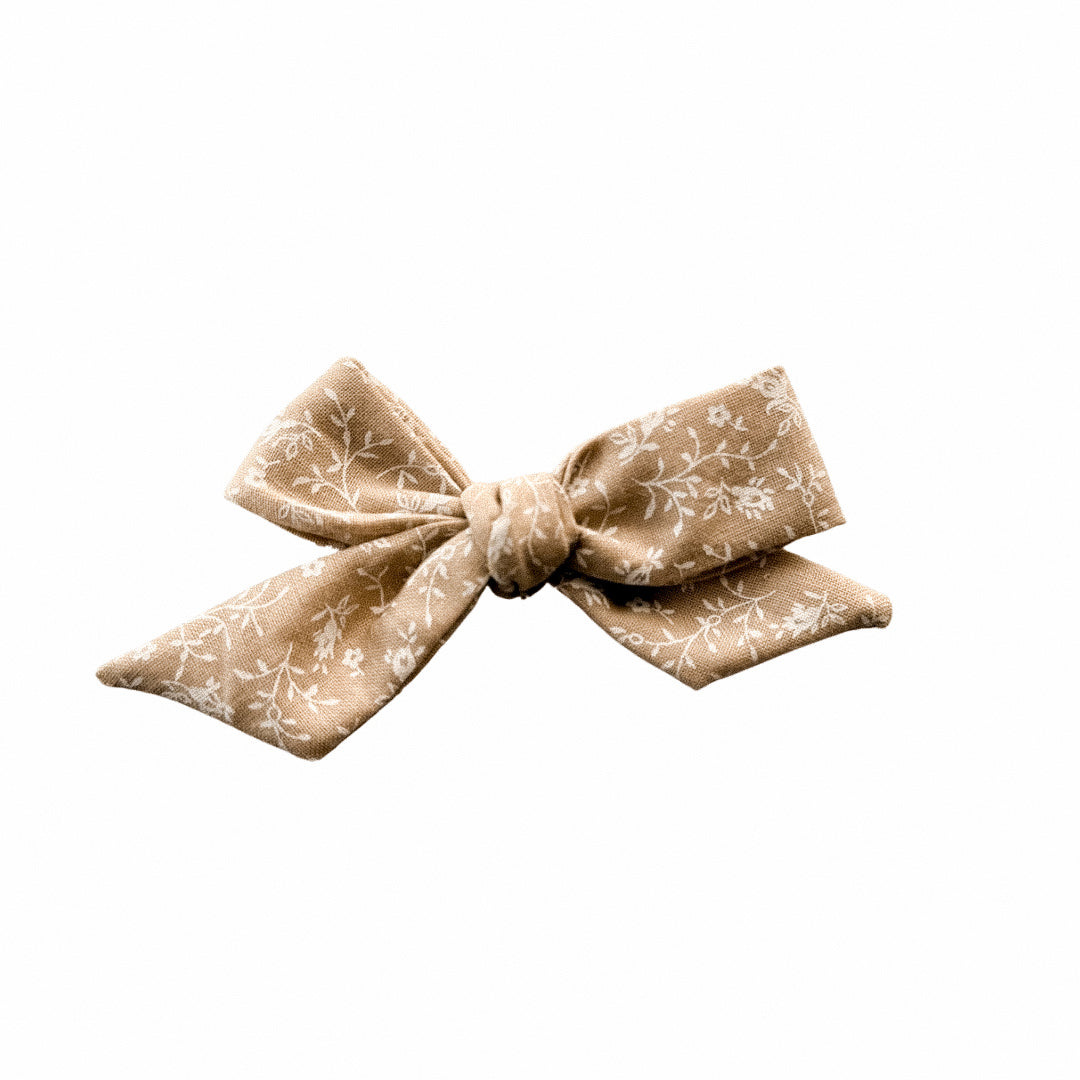 Beige Dainty Floral Sailor Hair Bow