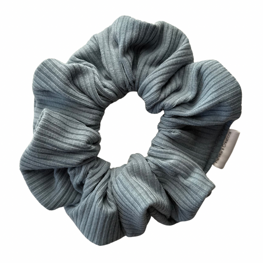 Blue Rib Knit Scrunchie