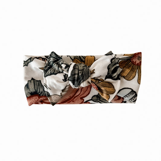 Vintage Floral Tie Bow Headband