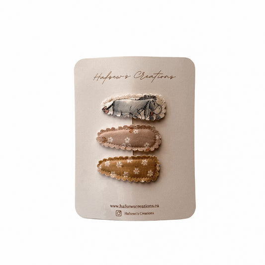 Story Book Donkey Print Non-Slip Hair Snap Clips