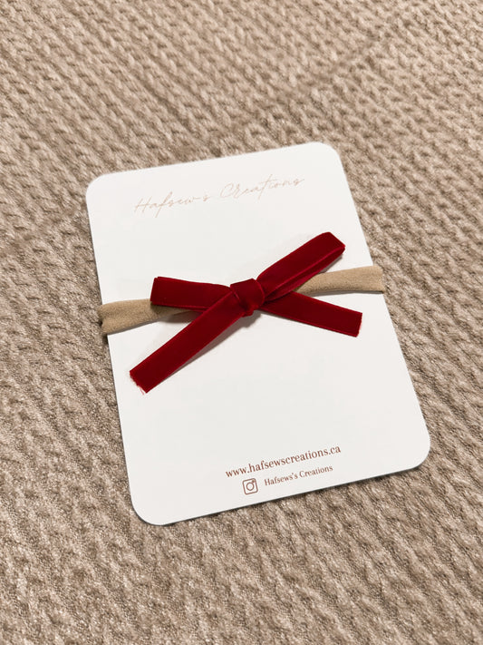 Dainty Red Velvet Christmas Bow