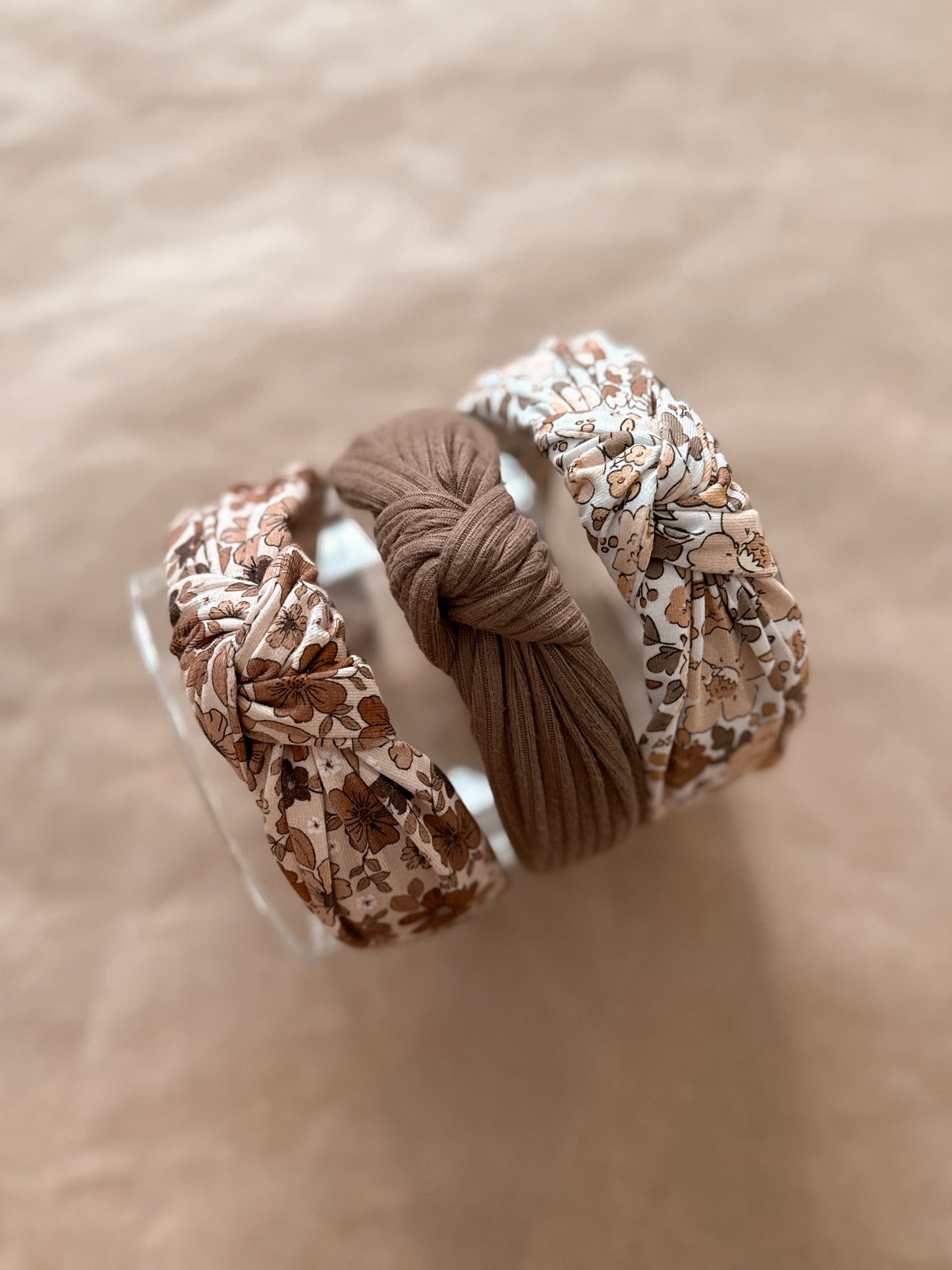 Floral neutral top knot headband