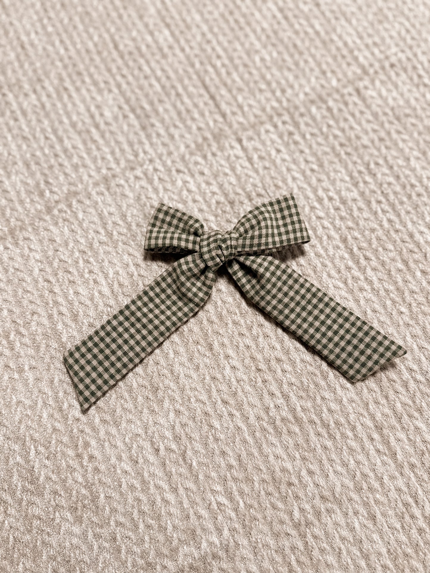 Green Gingham long Bow
