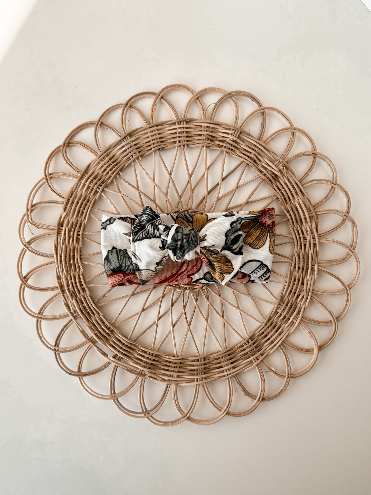 Vintage Floral Tie Bow Headband