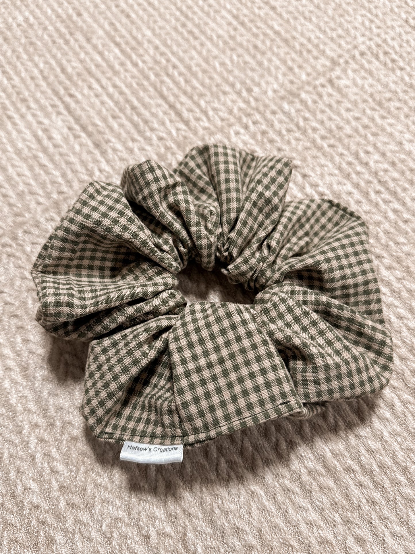 Green gingham Regular sized Scrunchie
