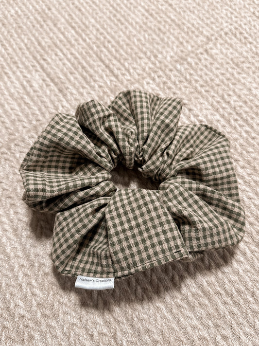 Green Gingham Oversized Scrunchie