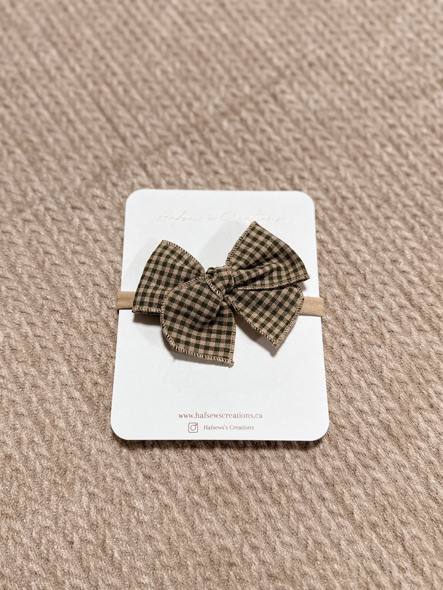 Green Gingham fable Bow