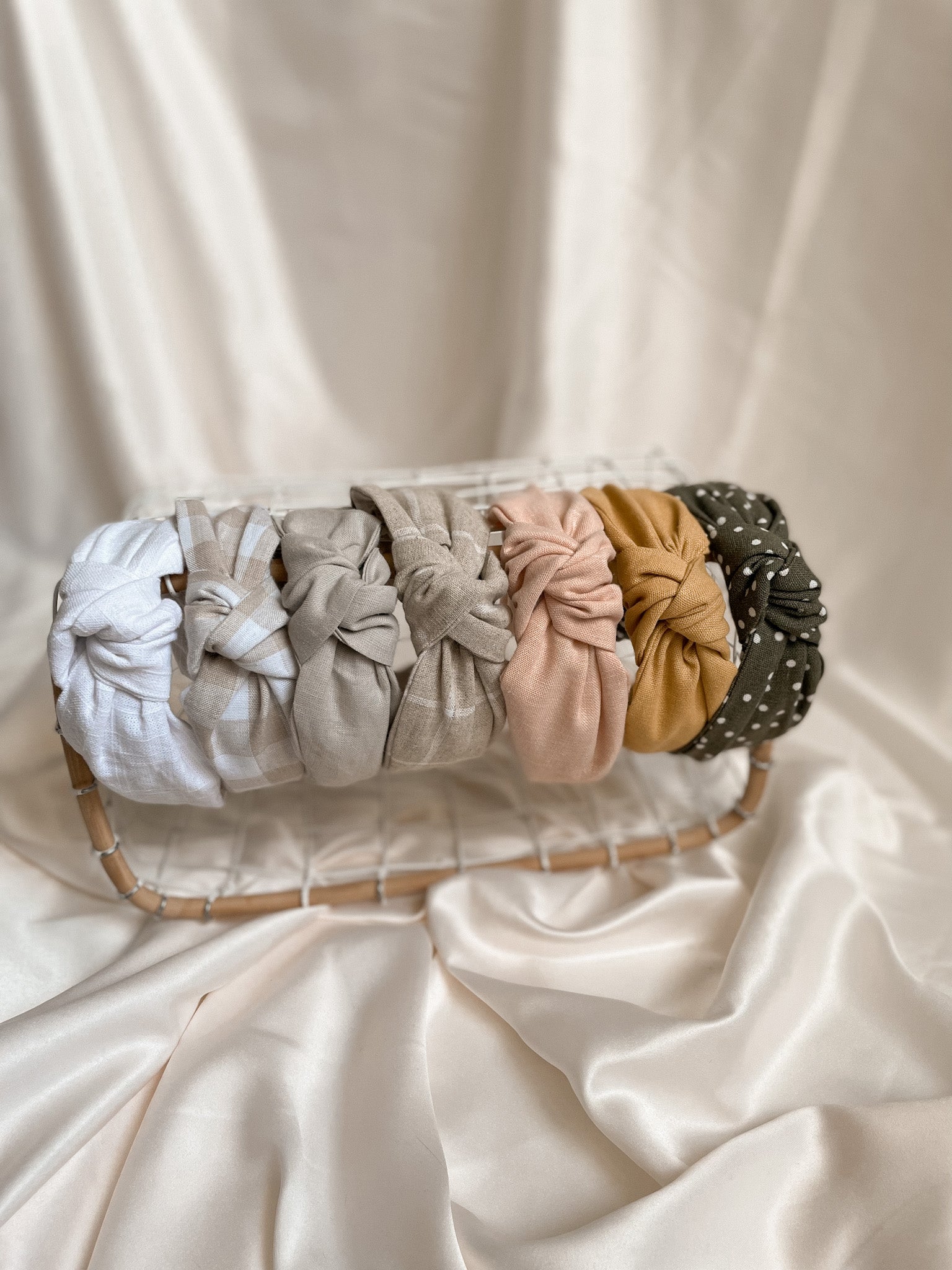 Linen top knot hard headband