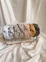 Load image into Gallery viewer, Linen top knot hard headband
