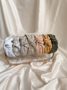 Linen top knot hard headband