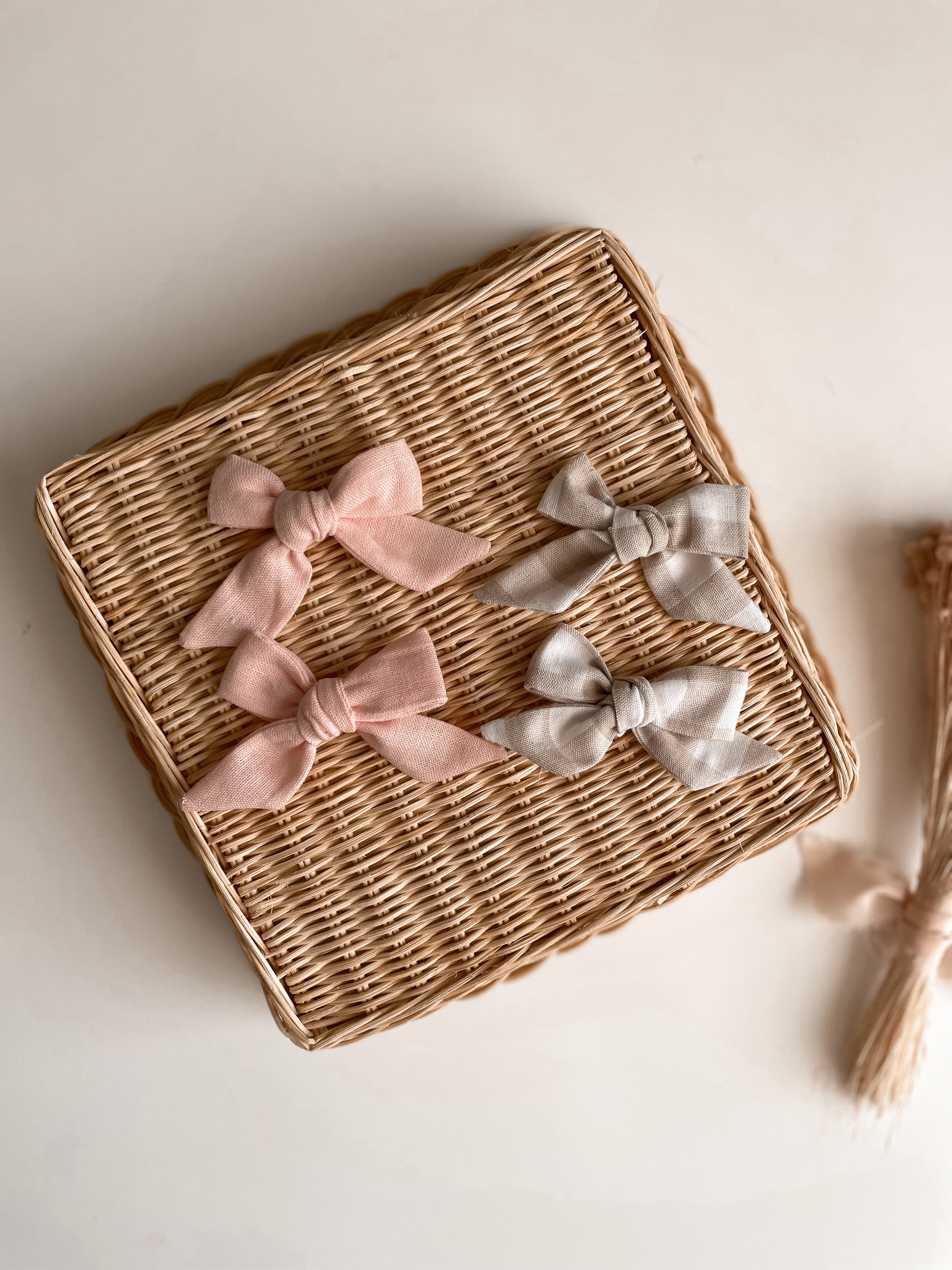 Pink/mute gingham sailor bows