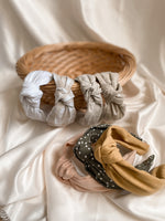 Load image into Gallery viewer, Linen top knot hard headband
