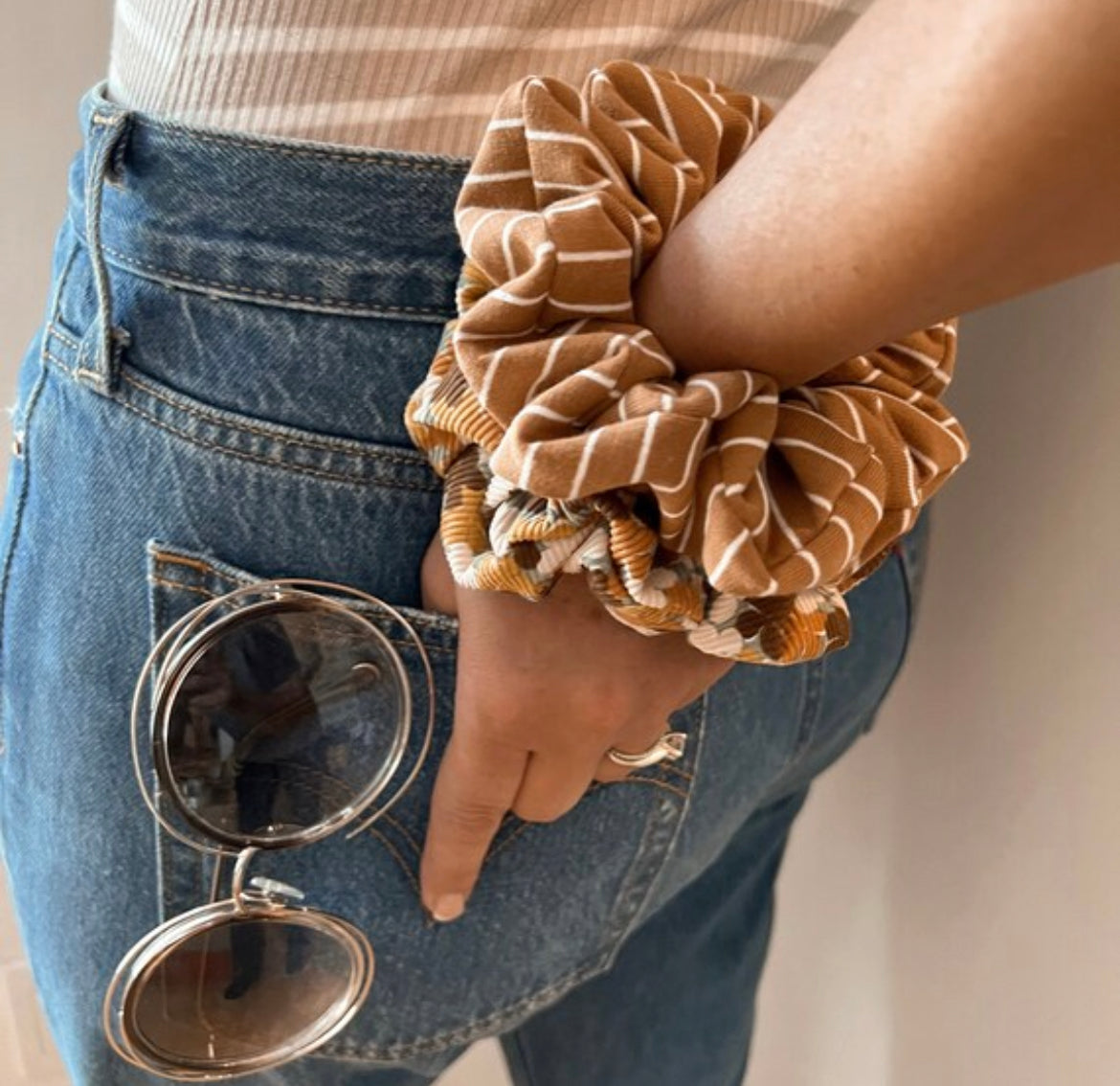 Stripe|vintage floral scrunchies